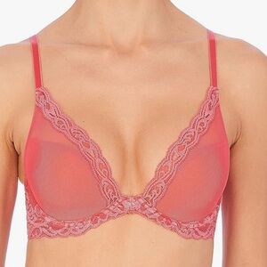 NEW Natori Feathers Contour Underwire Plunge Bra Women's 34DDD